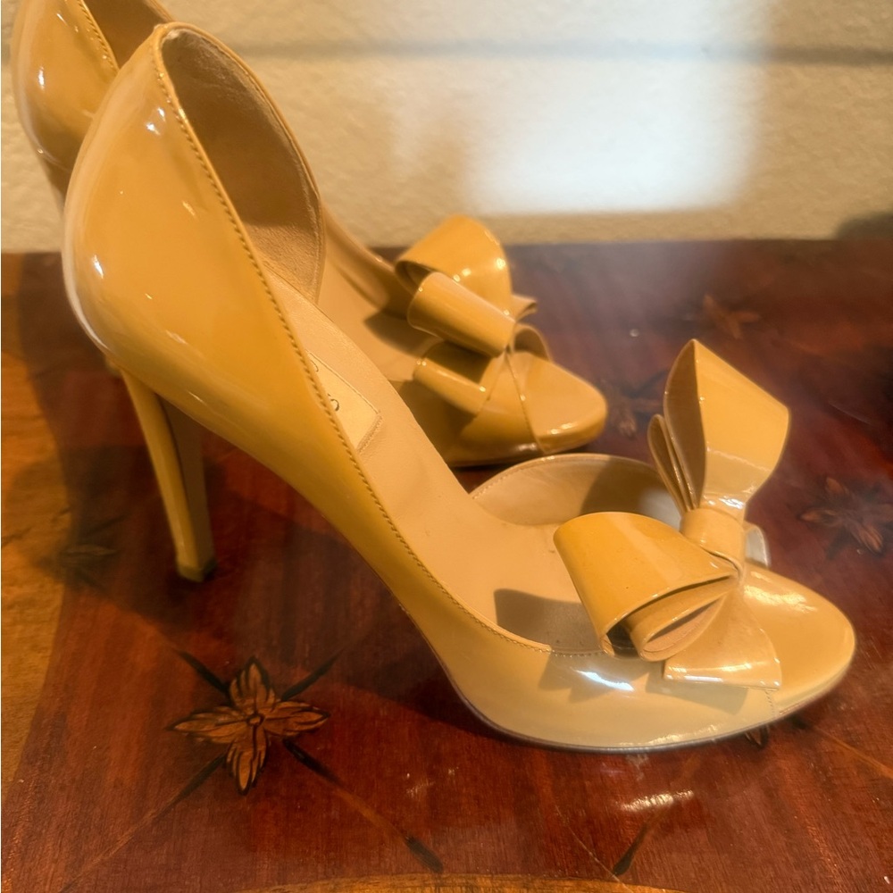 Valentino Tan Stiletto Heels with Bow